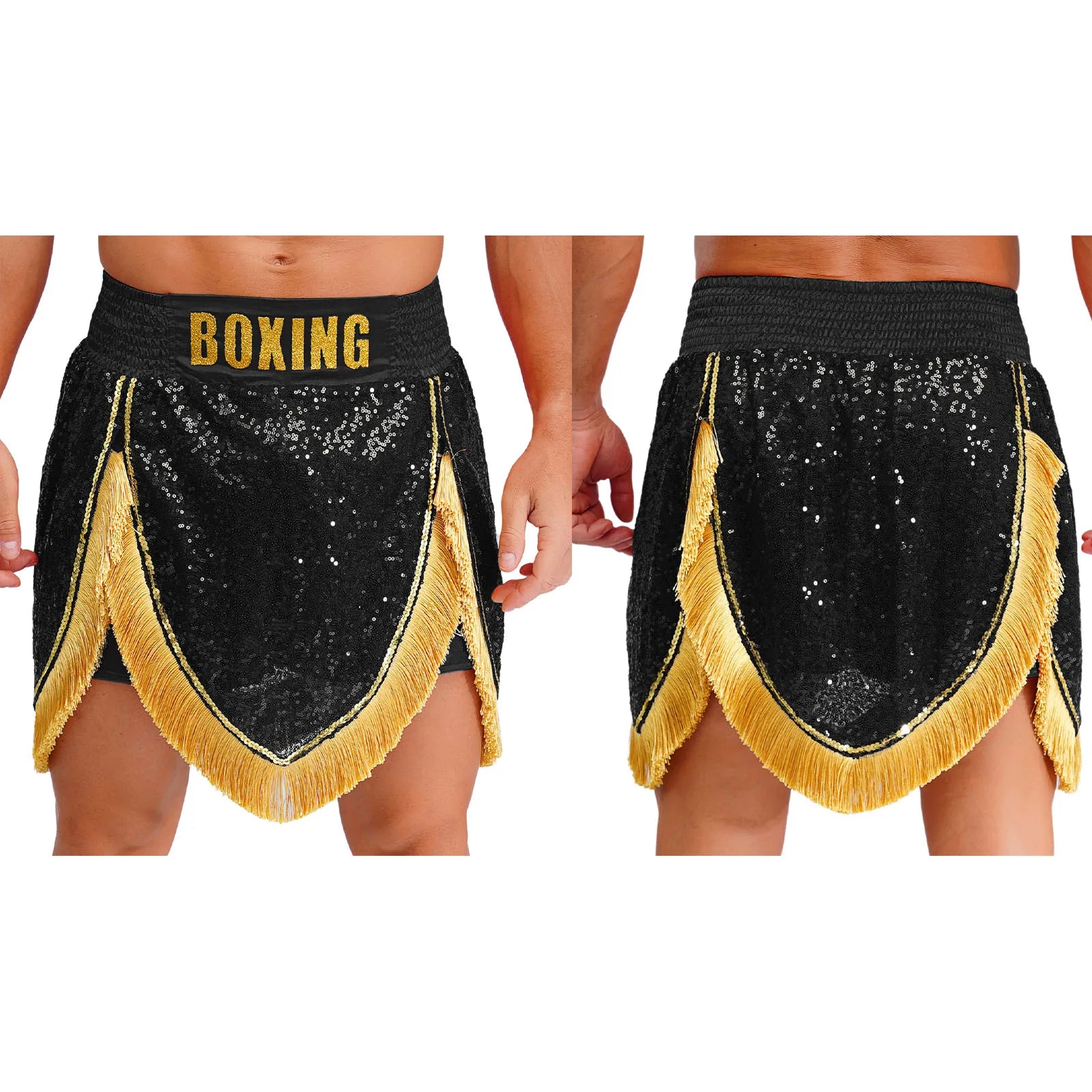 Adult Men's Boxing Competition Skirts Shorts Muay Thai Martial Arts Training Costumes Kickboxing Performance Fringe Shorts