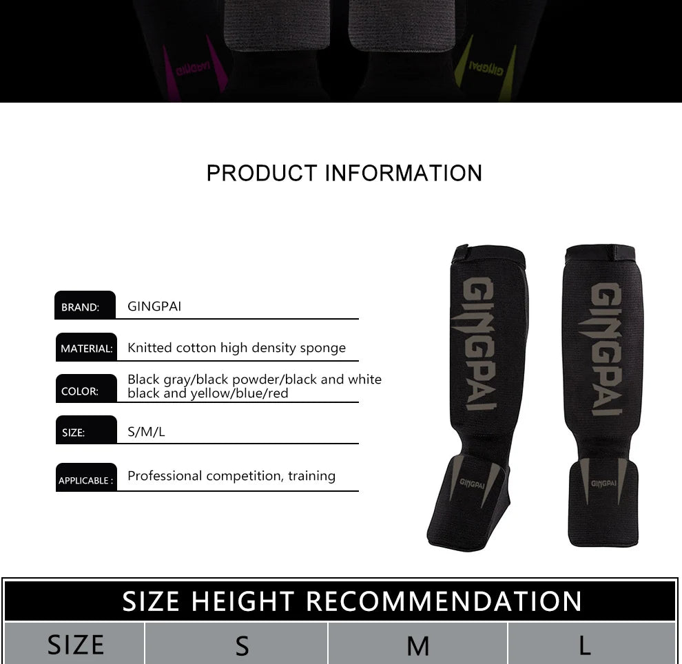 Cotton Boxing shin guards MMA instep ankle protector foot protection TKD kickboxing pad Muaythai Training Leg support protectors