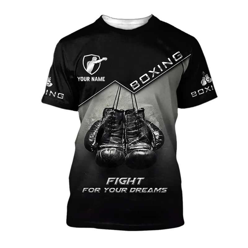 3D Printed Boxing Combat Sports T Shirt For Men Customized Pattern Tee Shirts Summer Street Loose Short Sleeve O-Neck T-shirts