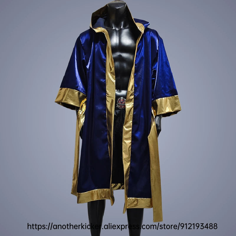 Boxing Robe High Quality Belted Hooded Workout Robe Men Women Kid Boxer Kickboxing Boxing Gown Martial Arts MMA Fighting Clothes
