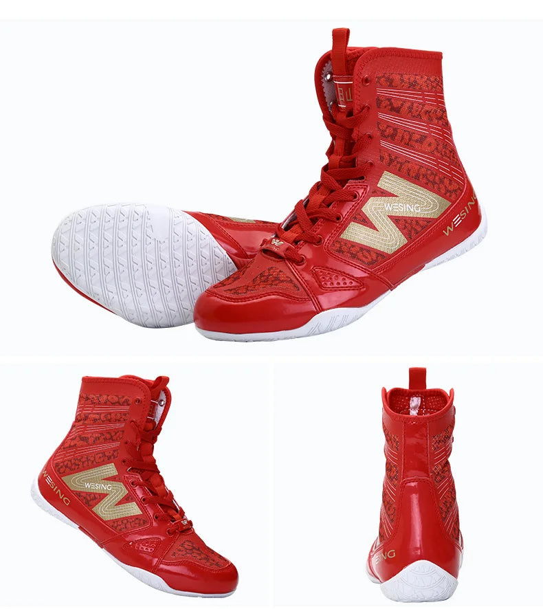 Wesing Professional Boxing Training Shoes For Athletes Anti-Slip High Top Shoes Equipment Fitness Men Footwears