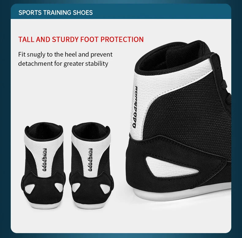 High-top Boxing Shoes Sanda Combat Training Professional Ankle Support Shoes Wrestling Fighting Non-slip Martial Arts Sneakers