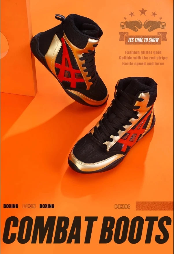 Men professional boxing wrestling fighting shoes Lightweight and Breathable best women's men's boxing Wrestling shoes boots