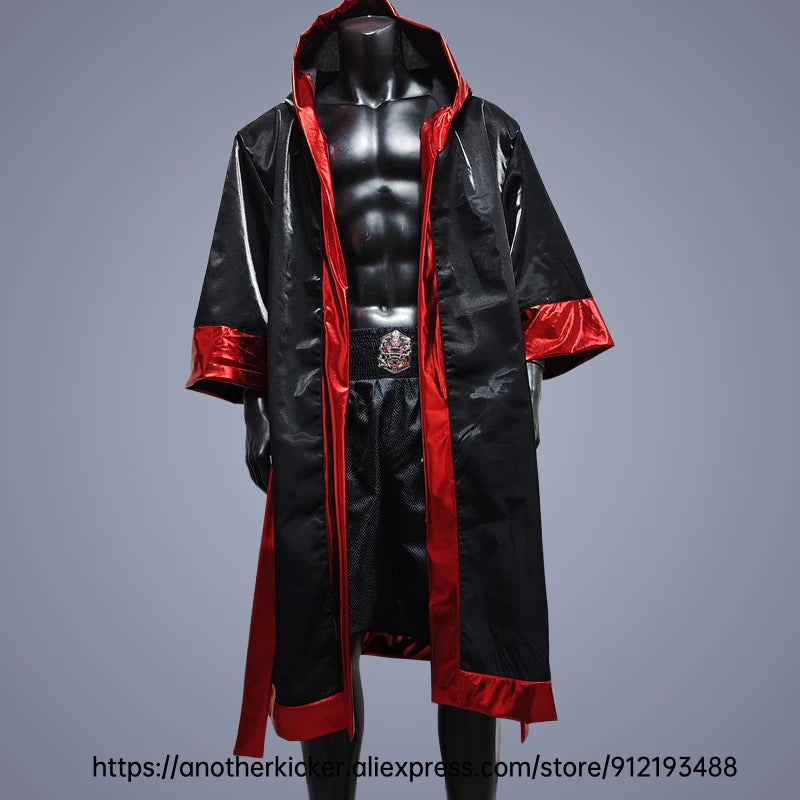 Boxing Robe High Quality Belted Hooded Workout Robe Men Women Kid Boxer Kickboxing Boxing Gown Martial Arts MMA Fighting Clothes