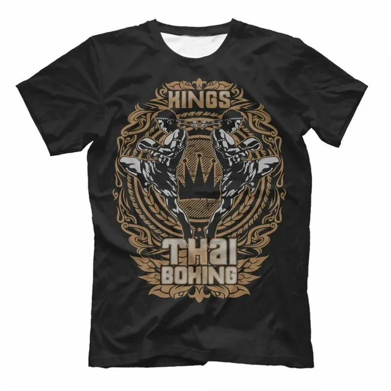 Boxing Men's Muay Thai T Shirt Fashion Summer Oversized T-shirts Casual Men's Gym Fitness Combat Training Sportswear Clothing