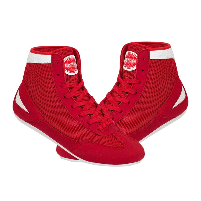 High-top Boxing Shoes Sanda Combat Training Professional Ankle Support Shoes Wrestling Fighting Non-slip Martial Arts Sneakers