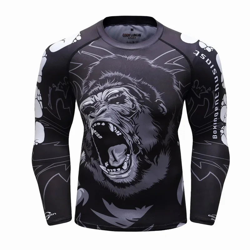 Boxing Set Compression Men Sport T-shirts+Pants Rashguard Jitsu Bjj Rash Guard KickBoxing Sets Muay Thai Jersey MMA Fightwear