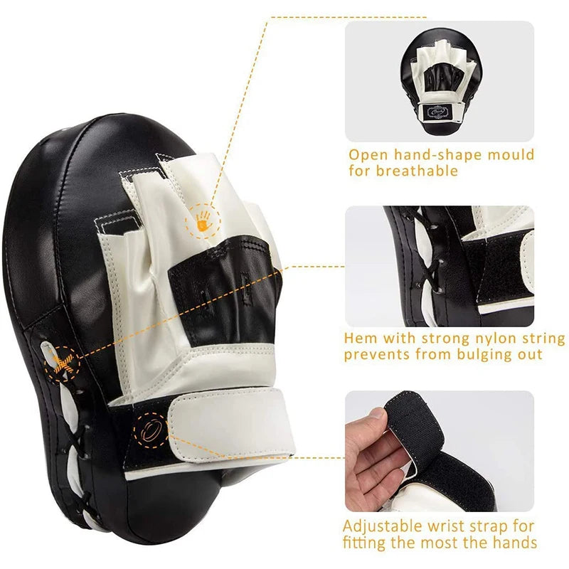 Boxing Curved Focus Boxing Training Hand Pads Punching Mitts Muay Boxing Pads Leatherette MMA Karate Training Equipment