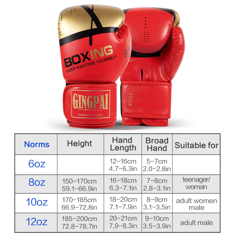 6/8/10/12oz Boxing Gloves Professional Adult Sanda Muay Thai Fighting Gloves Men Kid Women Training Sandbag Free Fight MMA