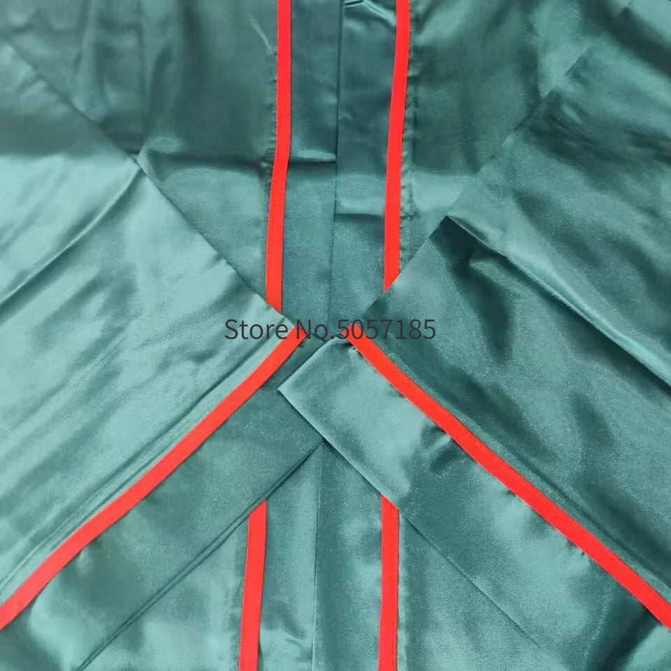 Boxing Robe with Hood Green Silk Satin Adult Martial Arts Kickboxing Match Training Gown Cloak Women Men Muay Thai MMA Uniform