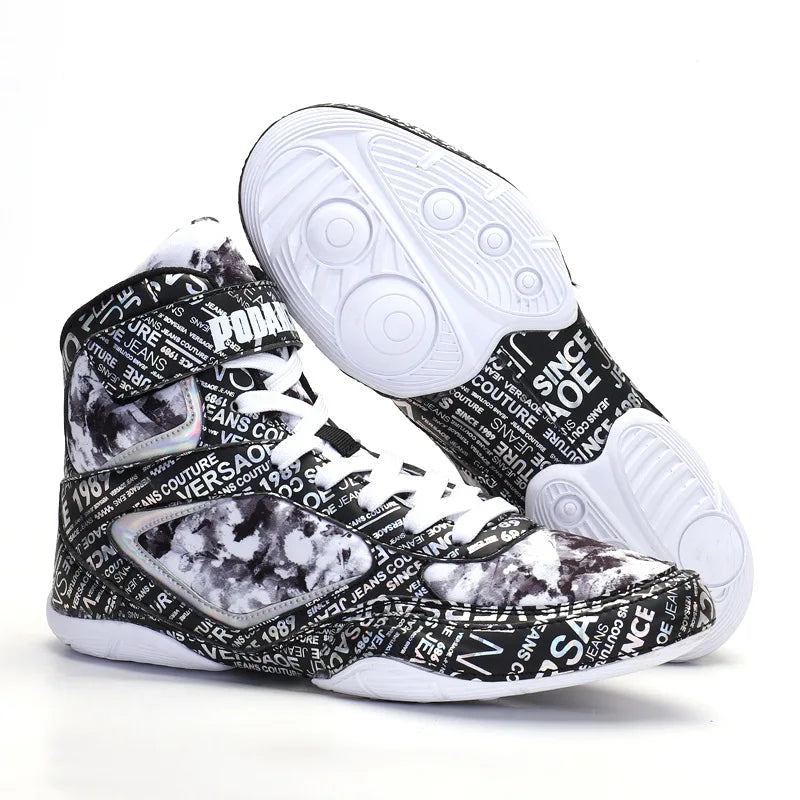 High-top Men's Boxing Shoes Breathable Fighting Wrestling Shoes Women's Anti-slip Sanda Sneakers Mesh Boxing Training Shoes