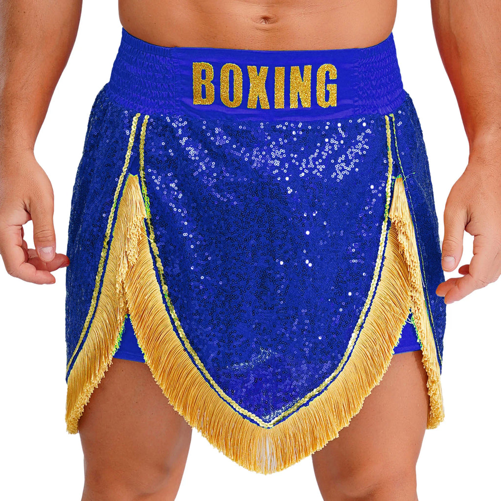 Adult Men's Boxing Competition Skirts Shorts Muay Thai Martial Arts Training Costumes Kickboxing Performance Fringe Shorts