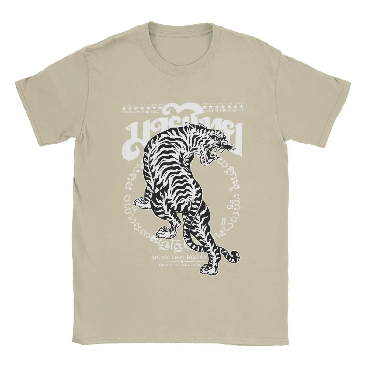 Men's T-Shirts Muay Thai Sak Yant Tiger Unique 100% Cotton Tee Short Sleeve Boxing Fighter T Shirts Round Neck Clothing Summer