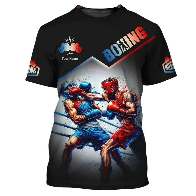 3D Printed Boxing Combat Sports T Shirt For Men Customized Pattern Tee Shirts Summer Street Loose Short Sleeve O-Neck T-shirts