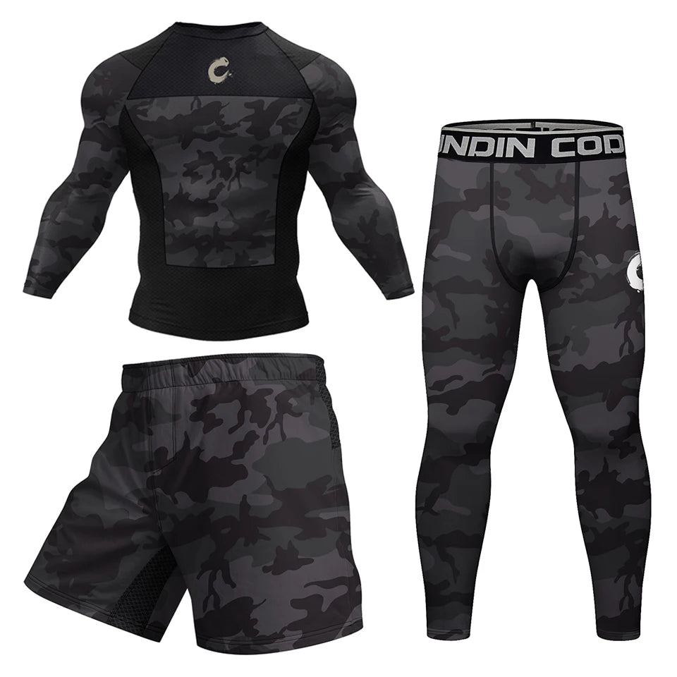 Black No Gi BJJ Jiu Jitsu T-shirt +MMA Shorts Sets Boxing Rashguard for Men Jiu Jitsu Compression Workout Wear Sport Jerseys