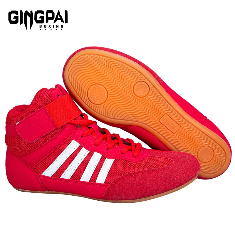 Professional Wrestling Shoes Boxing Shoes Men Women Training Shoes Tendon Bottom Artificial Leather Sports Shoes Breathable Soft