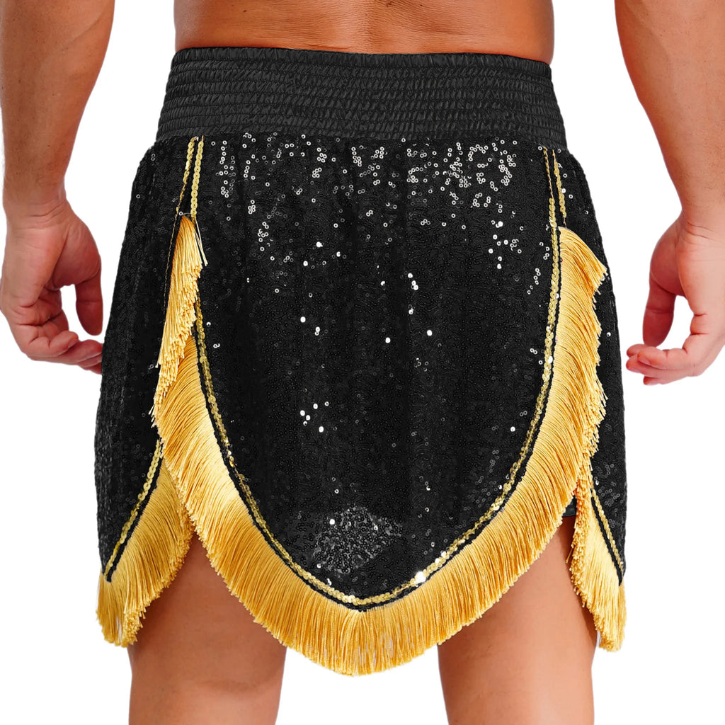 Adult Men's Boxing Competition Skirts Shorts Muay Thai Martial Arts Training Costumes Kickboxing Performance Fringe Shorts