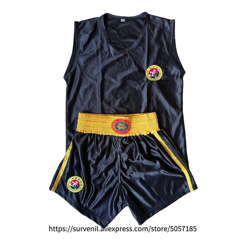 Boxing Uniform Men Women Kids Muay Thai Boxing Shorts Sanda Wushu Martial Arts MMA Training Clothing Kickboxing Shorts and Vest
