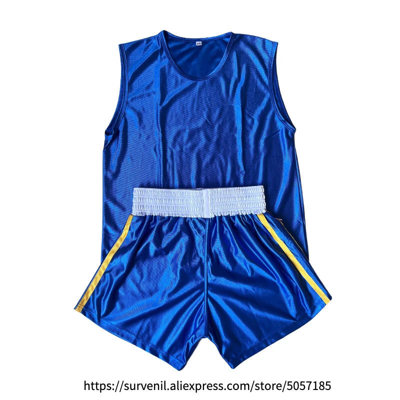 Boxing Uniform Men Women Kids Muay Thai Boxing Shorts Sanda Wushu Martial Arts MMA Training Clothing Kickboxing Shorts and Vest
