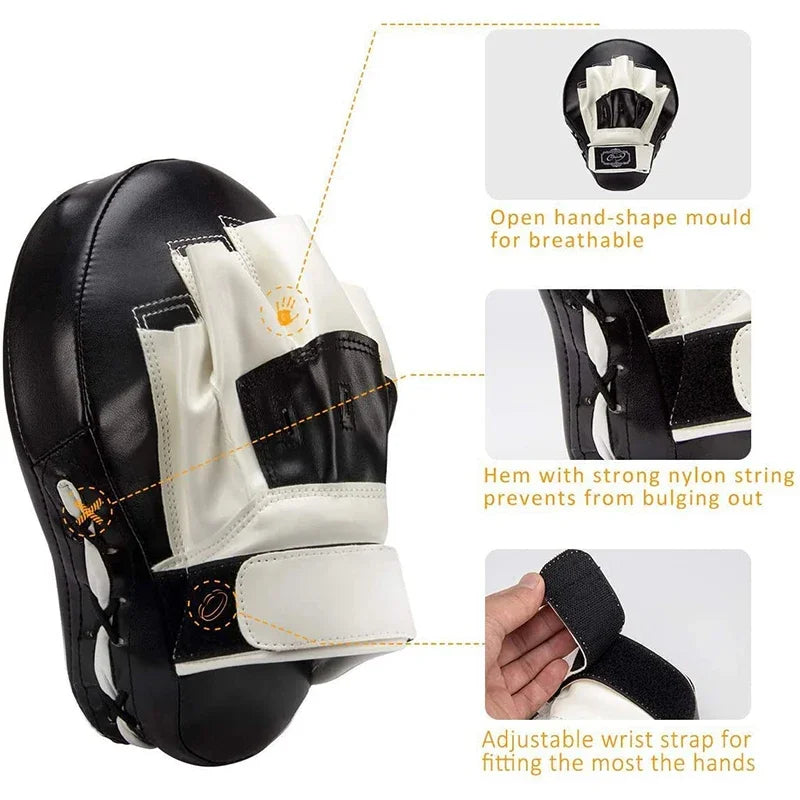 Boxing Curved Focus Boxing Training Hand Pads Punching Mitts Muay Boxing Pads Leatherette MMA Karate Training Equipment