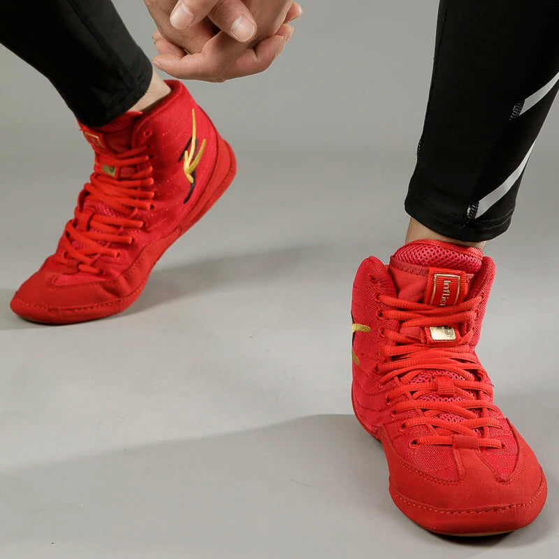 High-top Men's Boxing Shoes Breathable Fighting Wrestling Shoes Women's Anti-slip Sanda Sneakers Mesh Boxing Training Shoes
