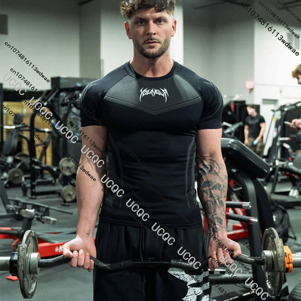 New Askari Men's Boxing and Wrestling T-shirts Summer Sports Fitness Quick Dry Gym Short-Sleeved T-shirts Outdoor Training Suit