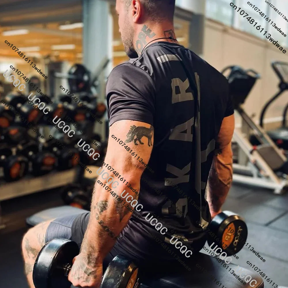 New Askari Men's Boxing and Wrestling T-shirts Summer Sports Fitness Quick Dry Gym Short-Sleeved T-shirts Outdoor Training Suit