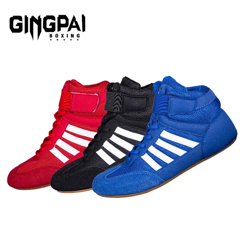 Professional Wrestling Shoes Boxing Shoes Men Women Training Shoes Tendon Bottom Artificial Leather Sports Shoes Breathable Soft