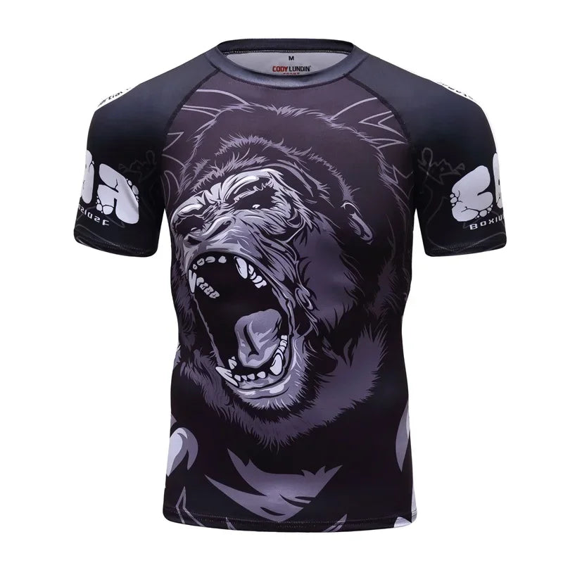 Boxing Set Compression Men Sport T-shirts+Pants Rashguard Jitsu Bjj Rash Guard KickBoxing Sets Muay Thai Jersey MMA Fightwear
