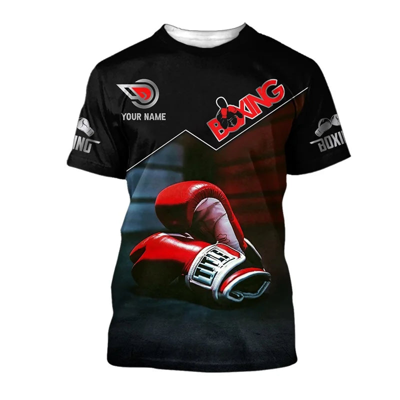 3D Printed Boxing Combat Sports T Shirt For Men Customized Pattern Tee Shirts Summer Street Loose Short Sleeve O-Neck T-shirts