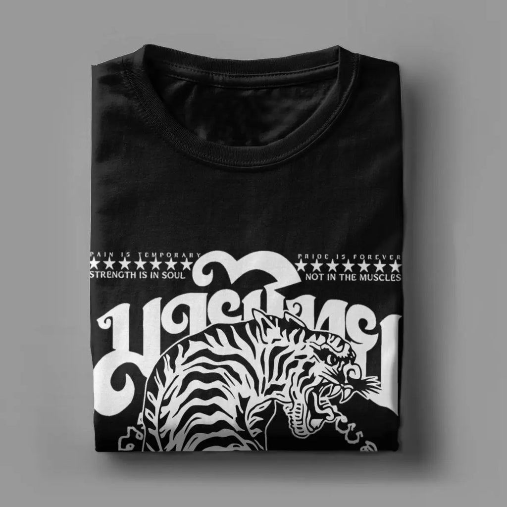 Men's T-Shirts Muay Thai Sak Yant Tiger Unique 100% Cotton Tee Short Sleeve Boxing Fighter T Shirts Round Neck Clothing Summer