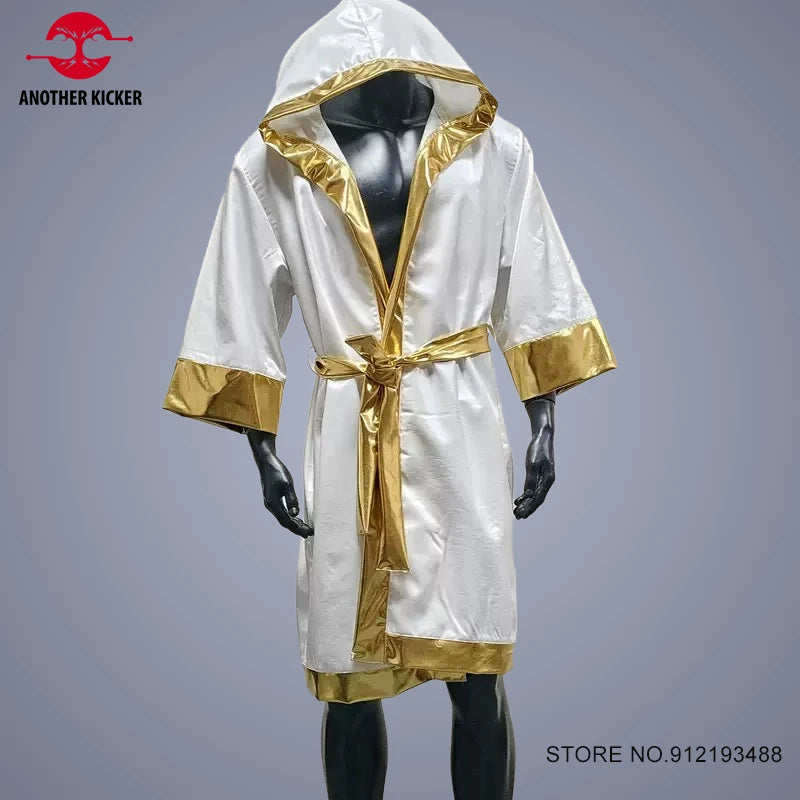 Boxing Robe High Quality Belted Hooded Workout Robe Men Women Kid Boxer Kickboxing Boxing Gown Martial Arts MMA Fighting Clothes
