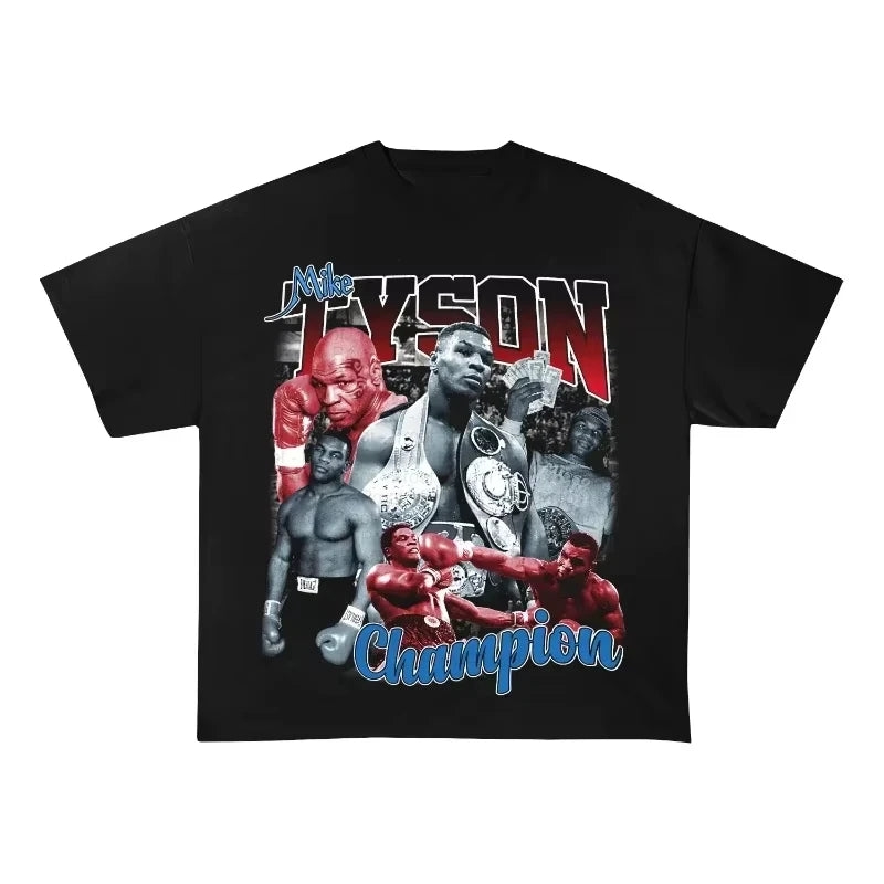 Mike Boxing Printed Retro T-Shirt, Unisex, Large Size, Tyson T-Shirt, Summer Street Trend Brand, Couple Wear