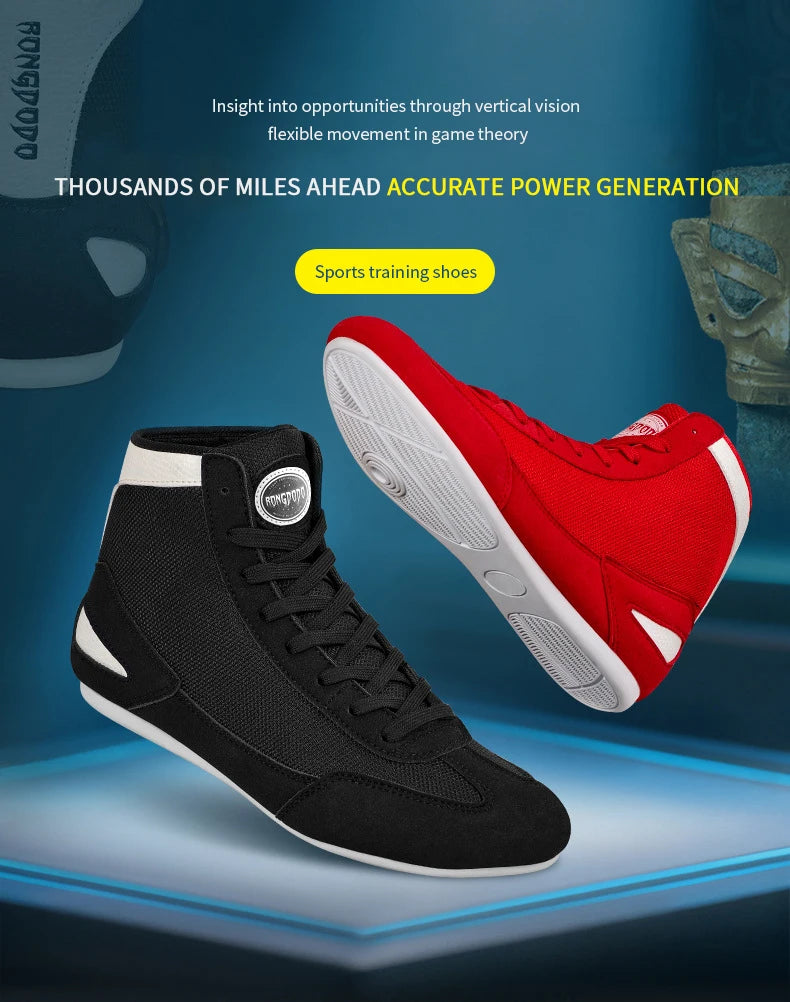 High-top Boxing Shoes Sanda Combat Training Professional Ankle Support Shoes Wrestling Fighting Non-slip Martial Arts Sneakers