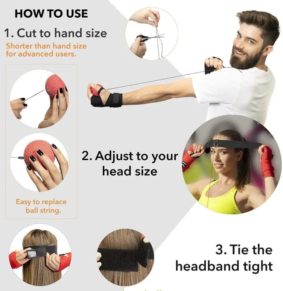 Headband Boxing Reflex Ball, Indoor Gym,Stretch Speed Punch Training,Headband Boxing Reaction Speed Ball, Boxing Combat Training