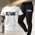 Men's boxing sport set men's 2026 new style pure cotton short-sleeved T-shirt + training quick-dry thin long pants