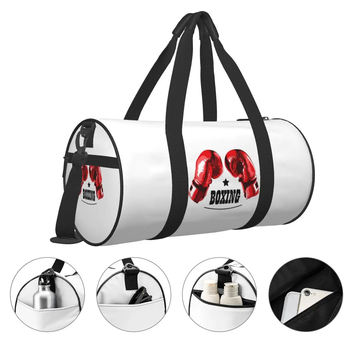 Boxing Gloves Sport Bags Large Gym Bag Portable Men's Custom Handbag Travel Training Retro Fitness Bag