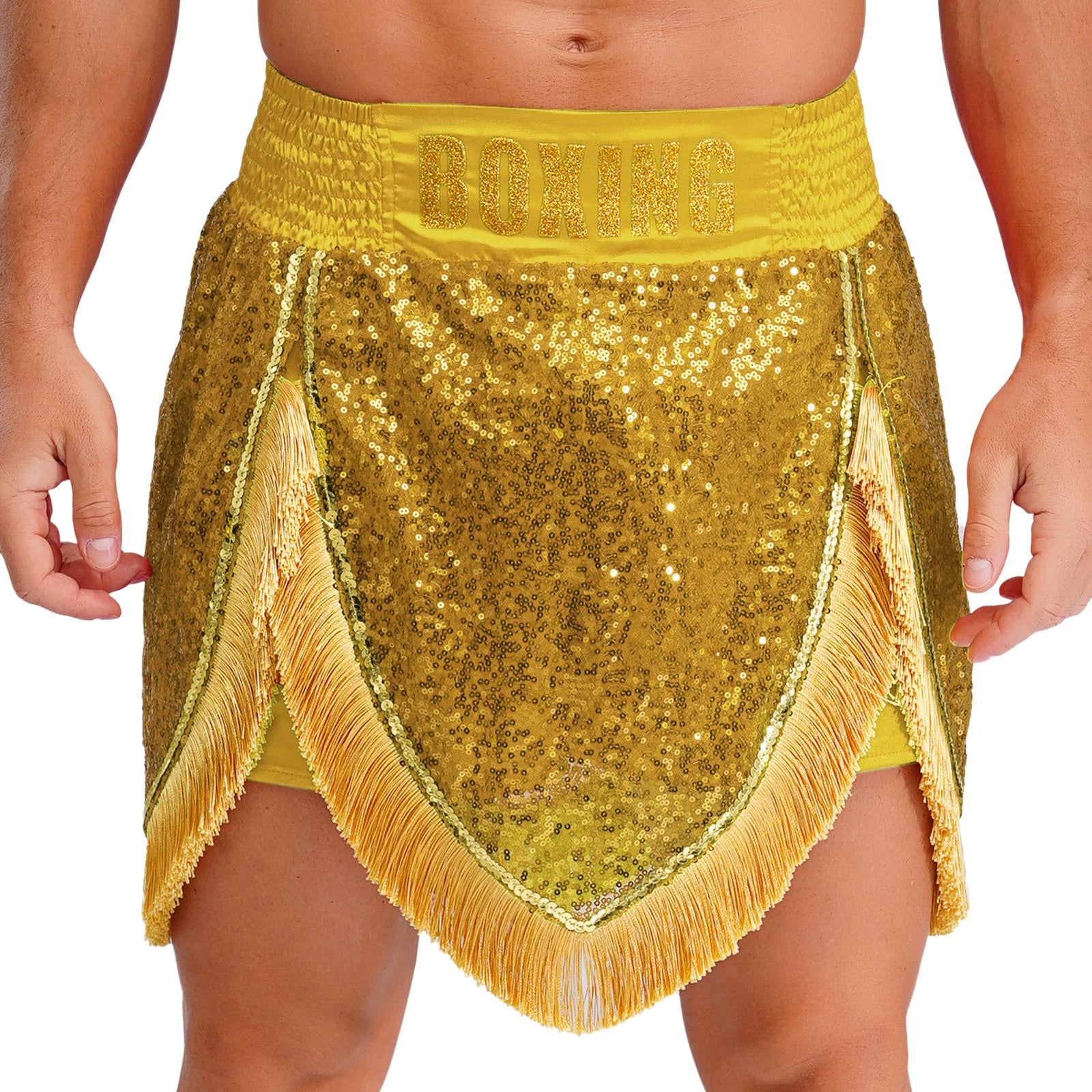 Adult Men's Boxing Competition Skirts Shorts Muay Thai Martial Arts Training Costumes Kickboxing Performance Fringe Shorts