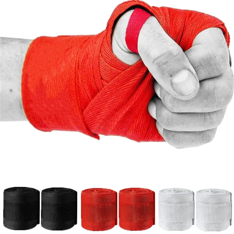 2.5m Cotton Boxing Hand Wraps for Men & Women, Muay Thai, Mixed Martial Arts, Fighting Sports Wrist Support, Knee Protector