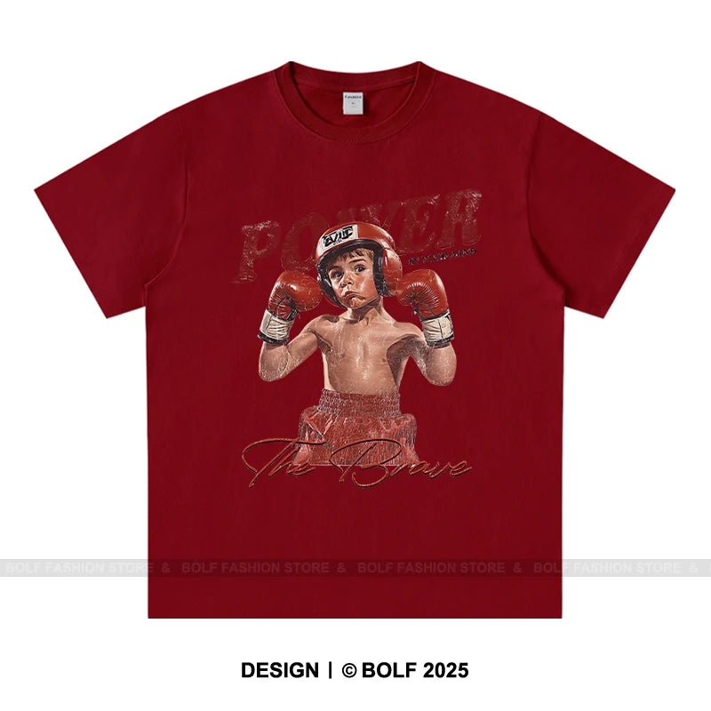 Boxing Gym Boy Printed Men Women T-Shirt  100% Cotton Oversized Graphic Tops Tees for Summer