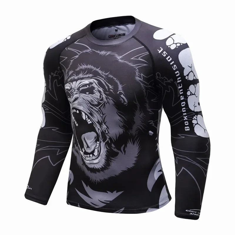 Boxing Set Compression Men Sport T-shirts+Pants Rashguard Jitsu Bjj Rash Guard KickBoxing Sets Muay Thai Jersey MMA Fightwear