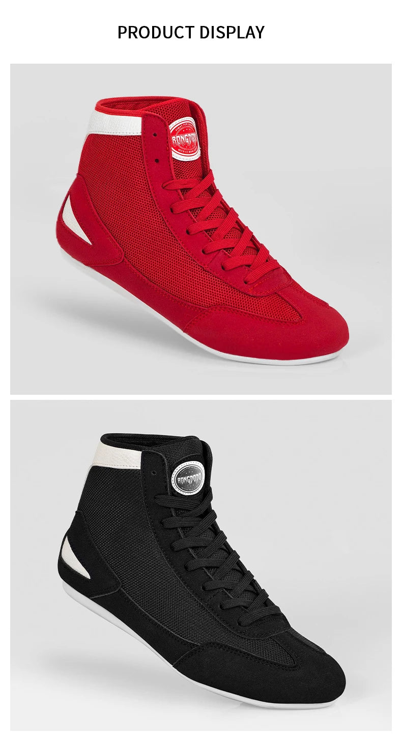 High-top Boxing Shoes Sanda Combat Training Professional Ankle Support Shoes Wrestling Fighting Non-slip Martial Arts Sneakers