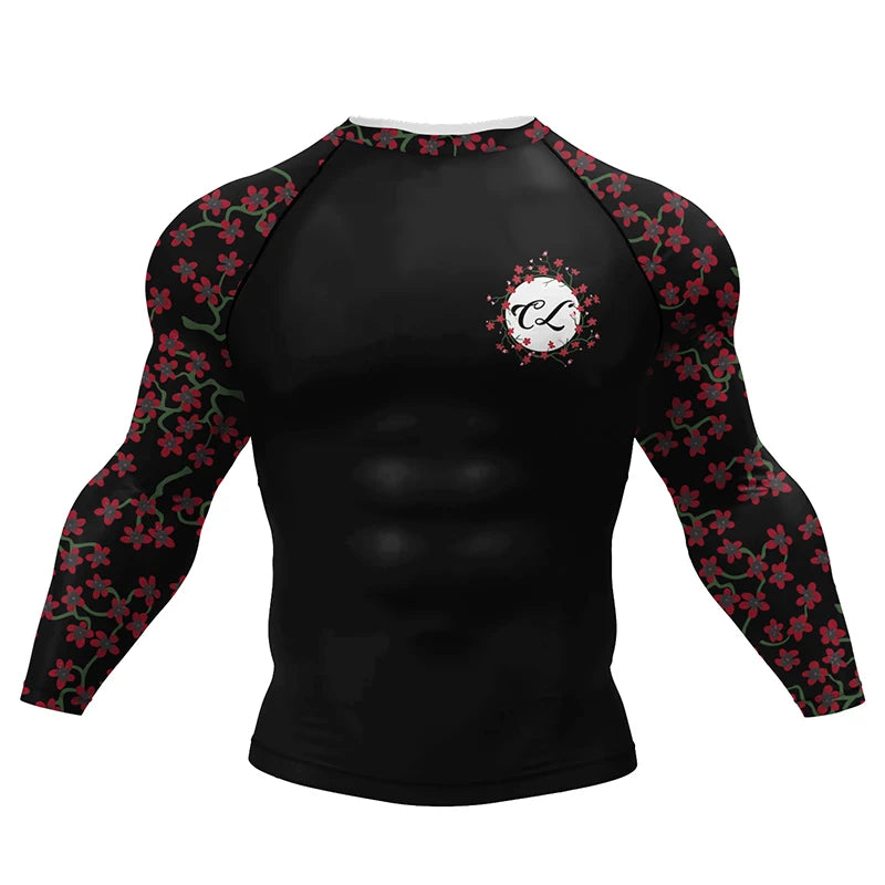 Boxing Jiu Jitsu T-shirts BJJ Rashguard For Men Sport No GI MMA Ranked Long Sleeve MMA Compression Clothing Male Rashguards Tops