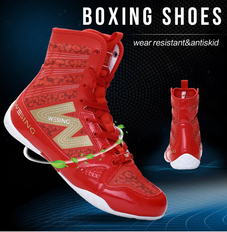 Wesing Professional Boxing Training Shoes For Athletes Anti-Slip High Top Shoes Equipment Fitness Men Footwears
