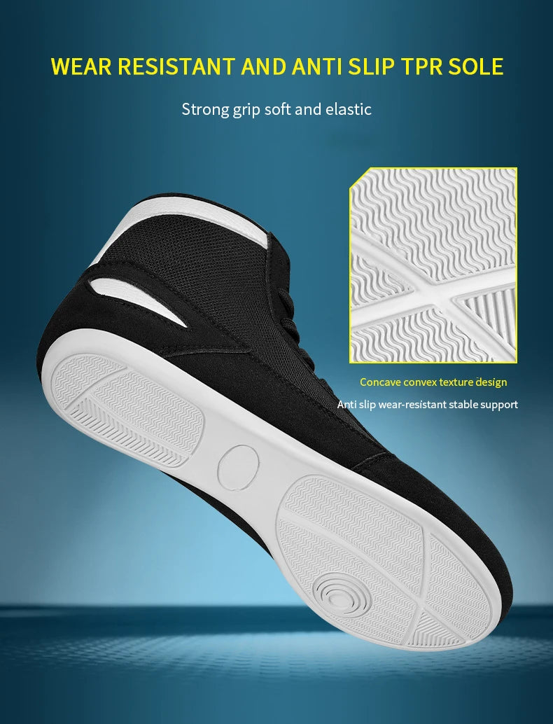 High-top Boxing Shoes Sanda Combat Training Professional Ankle Support Shoes Wrestling Fighting Non-slip Martial Arts Sneakers