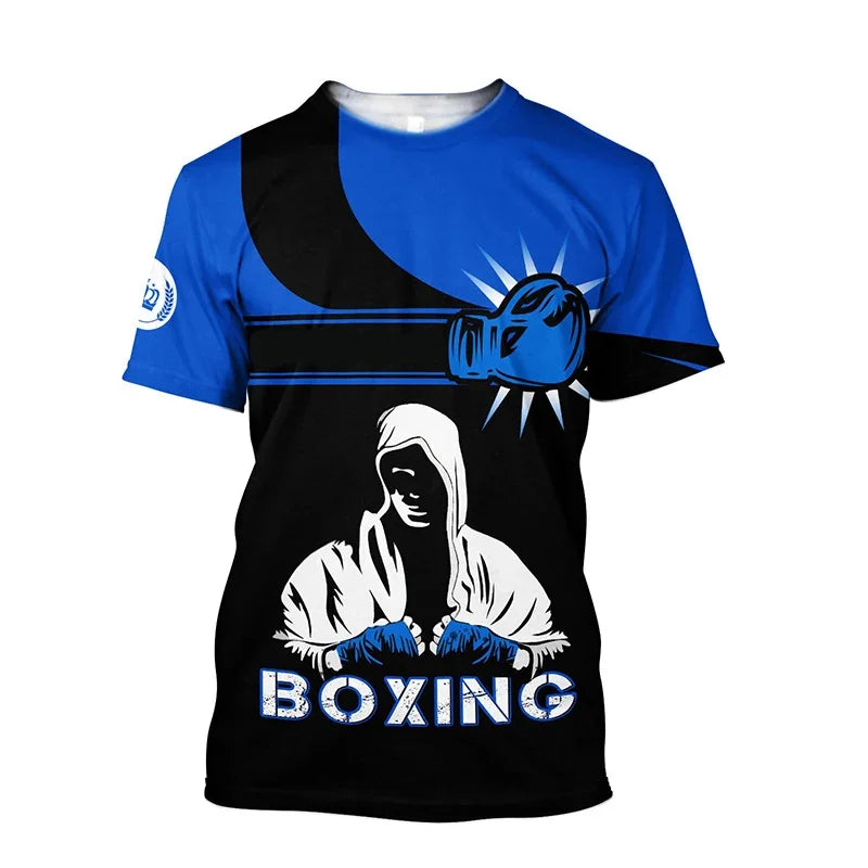 Boxing Training T-shirt Tough Guy Boxer Graphic T Shirt for Men Clothing Quick Dry Tshirt Unisex Gym Fitness Sports Short Sleeve