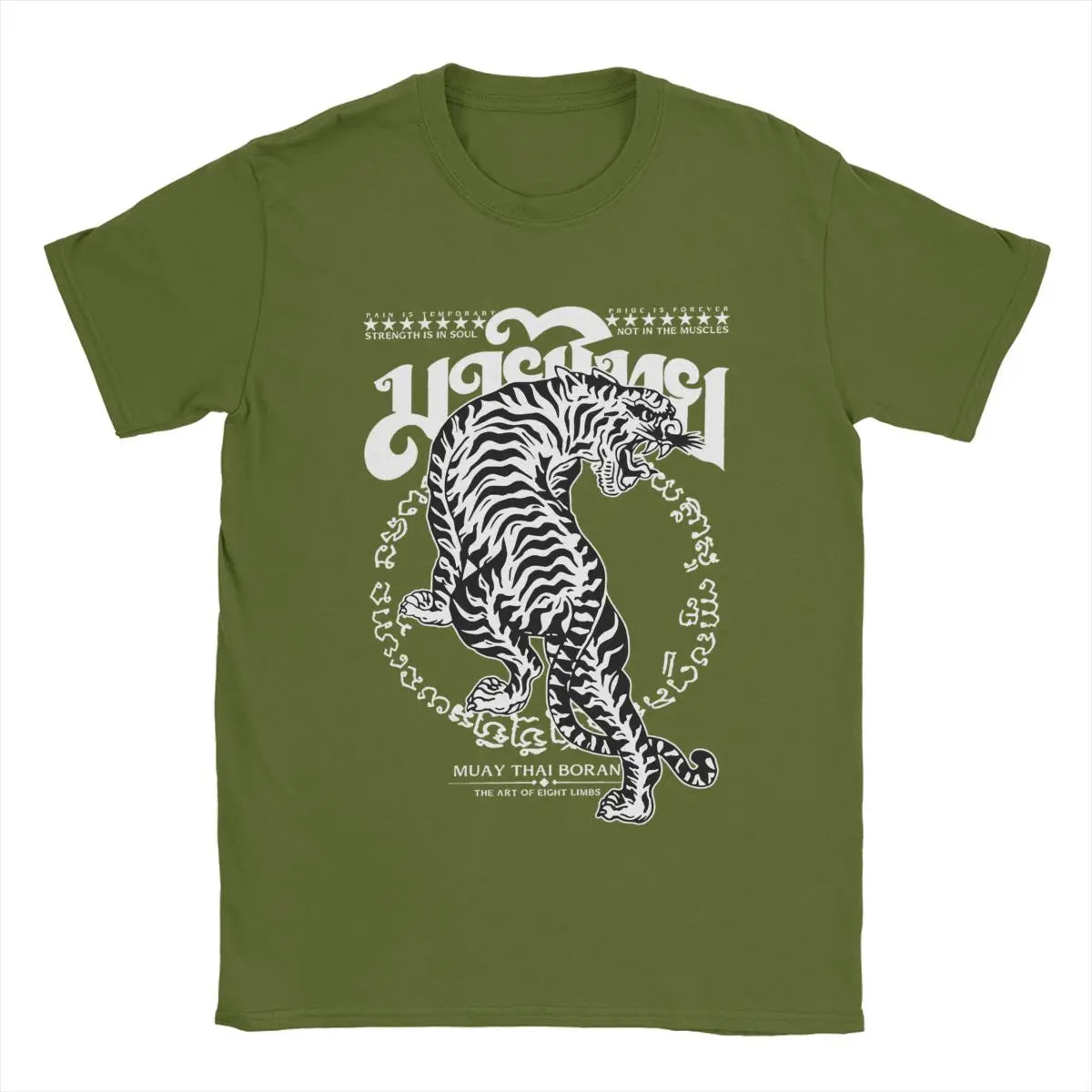 Men's T-Shirts Muay Thai Sak Yant Tiger Unique 100% Cotton Tee Short Sleeve Boxing Fighter T Shirts Round Neck Clothing Summer