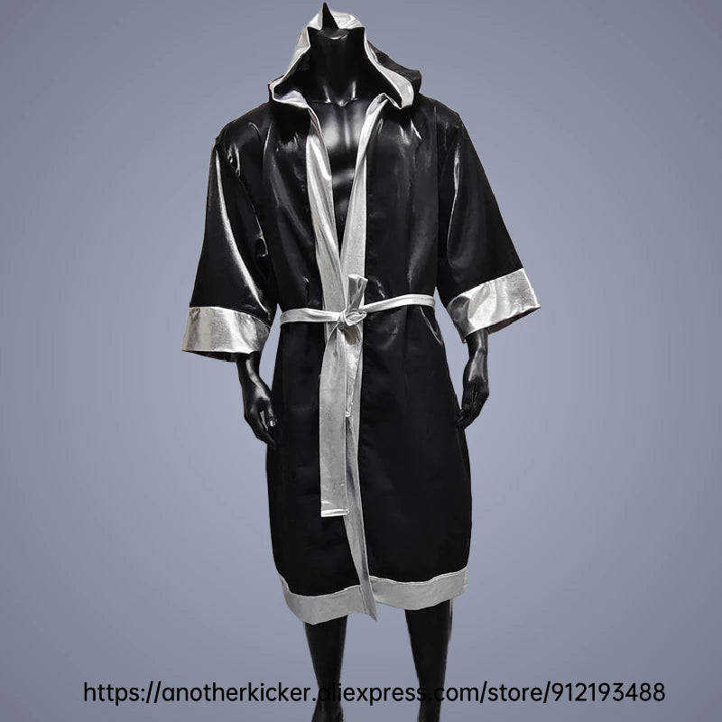 Boxing Robe High Quality Belted Hooded Workout Robe Men Women Kid Boxer Kickboxing Boxing Gown Martial Arts MMA Fighting Clothes