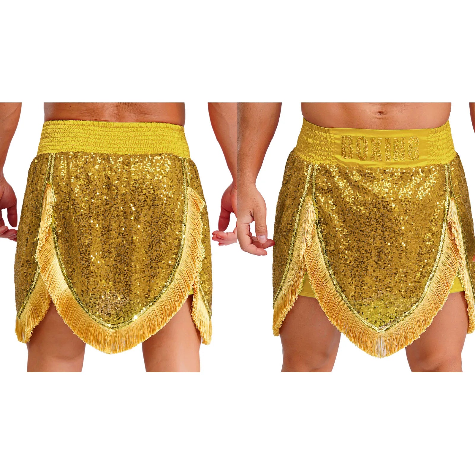 Adult Men's Boxing Competition Skirts Shorts Muay Thai Martial Arts Training Costumes Kickboxing Performance Fringe Shorts