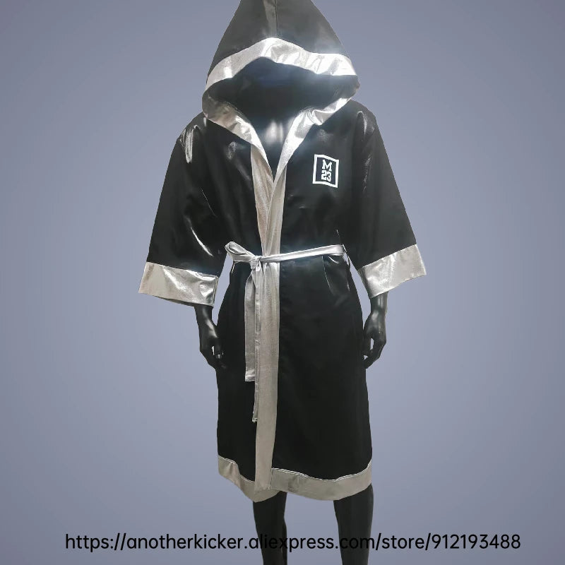 Boxing Robe High Quality Belted Hooded Workout Robe Men Women Kid Boxer Kickboxing Boxing Gown Martial Arts MMA Fighting Clothes